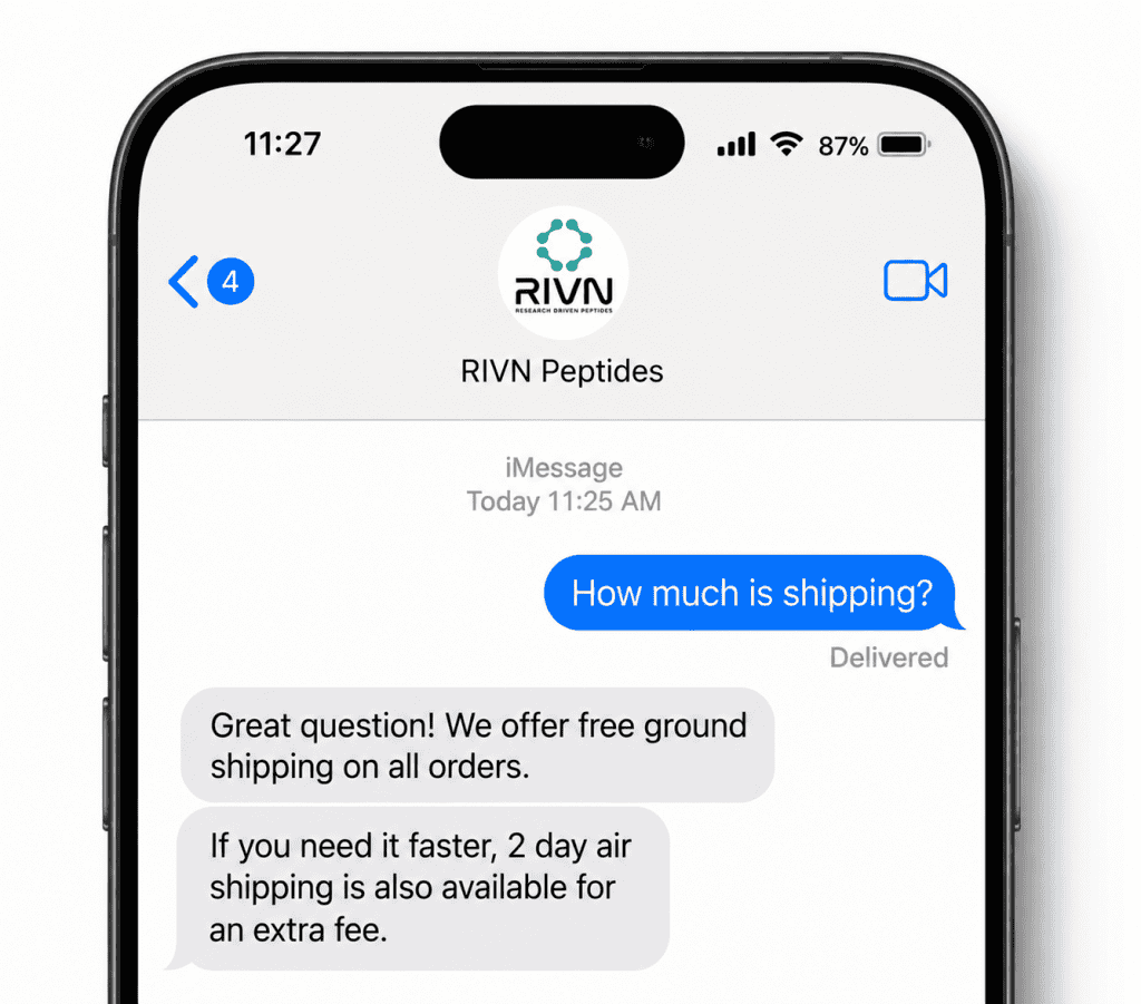 iPhone showing a text conversation with RIVN support